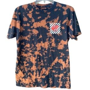Bowery Supply Co. Bleach Dye Striped Rose Graphic Tee Medium